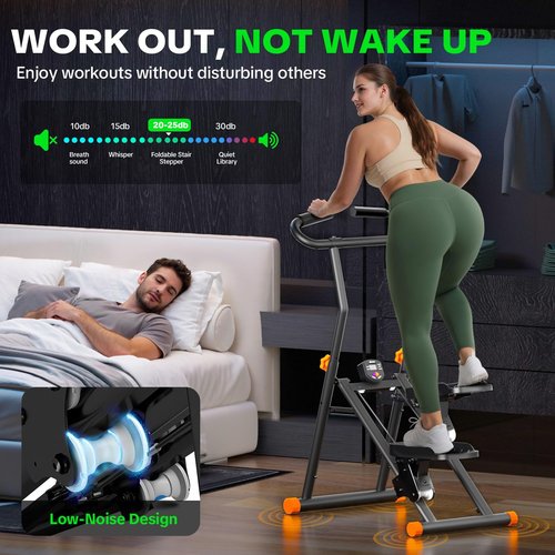 keep sexy Stair Stepper for Home Gym, 350 lbs Capacity Cardio Machine with Adjustable Height, Non-Slip Pedals, LCD Display, Foldable Design for Full Body Workout for Women Men (Adjustable-Black)