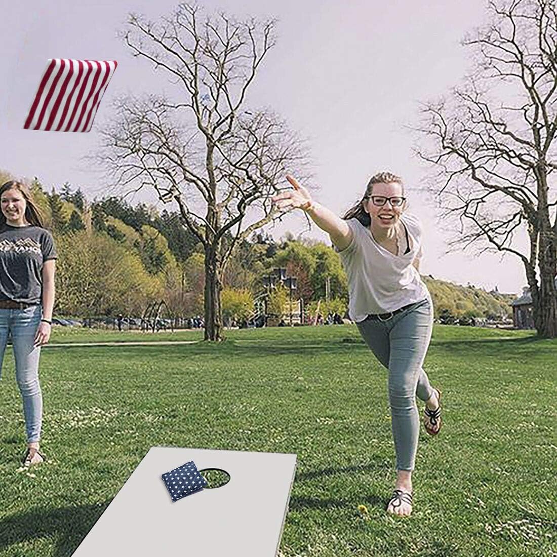 Nattork Cornhole Bags Set of 8 - Premium All-Weather Resistant Bean Bags - Regulation Size with Tote Bag