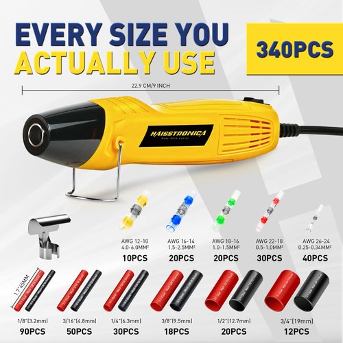 Haisstronica 340 PCS All-In-One Electrical Connector Set - Solder Seal Wire Connectors & Heat Shrink Tubing