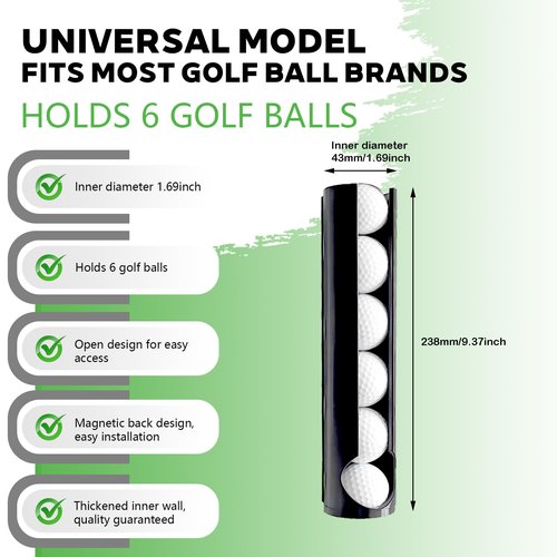 PoolTechX Magnetic Golf Ball Holder and Dispenser for Golf Cart, Golf Cart Accessories, Convenient Durable, for Golf Cart Front Strut(1 pcs)