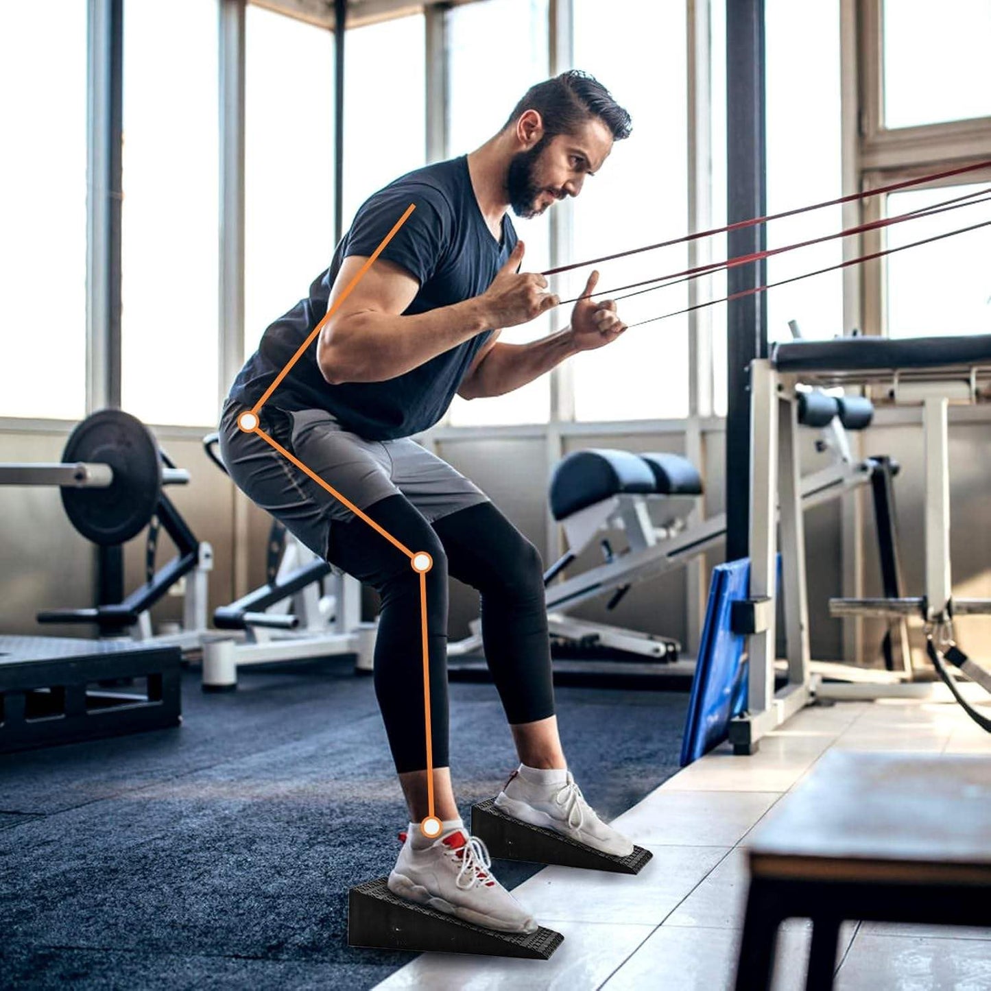 Squat Wedge Blocks (Pair), 15° Heel-Elevating Non-Slip EVA Slant Blocks for Squats, ATG Calf Stretch & Ankle Mobility – Heel Lift – Carry Bag Included