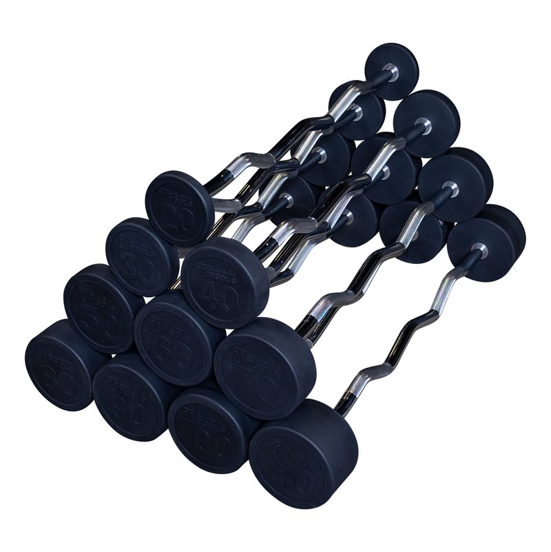 Body-Solid (SBZ20) Rubber Coated Fixed Weights Straight Barbell Bar for Weightlifting Exercise Bodybuilding Strength Training, 20lb (Midnight Black)