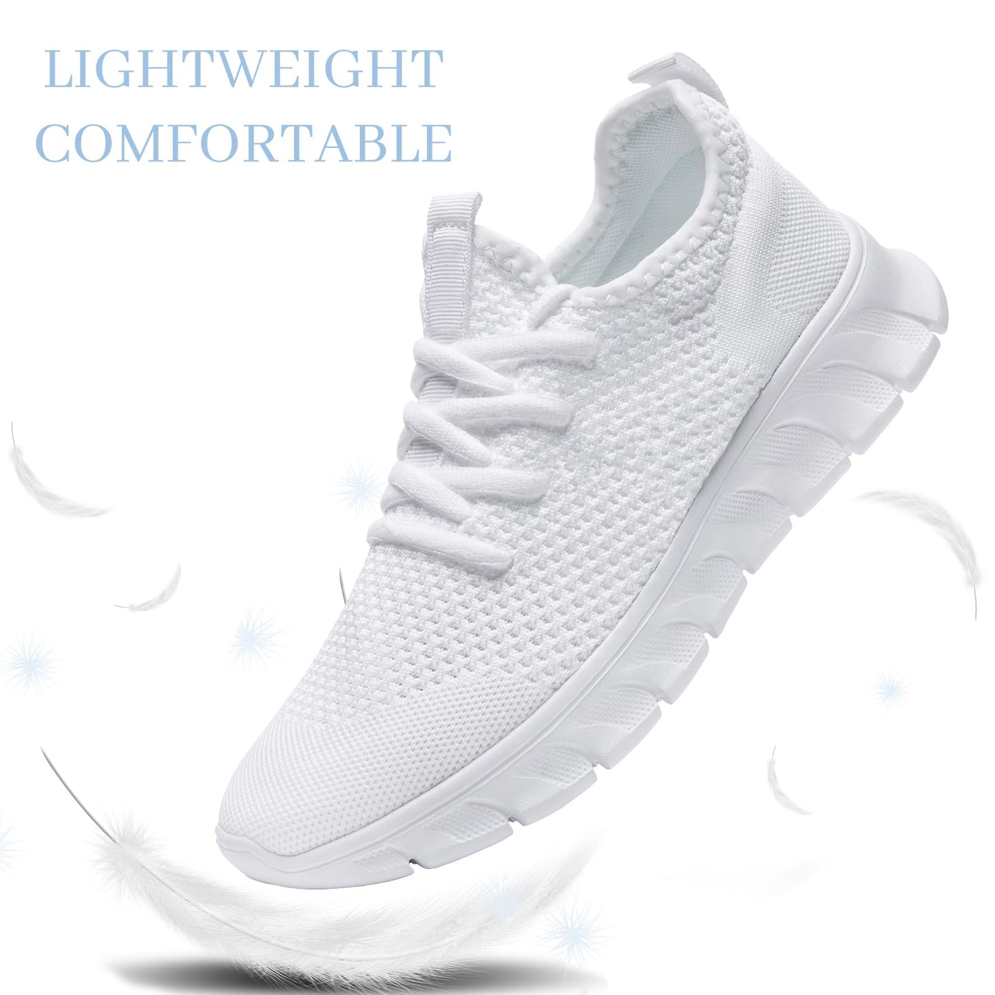 RJYWGS White Sneakers for Women Men Tennis Shoes Running Gym Sneaker Slip On Walking Lightweight Athletic Workout Fashion Sports Shoes White Size Women 6/ Men 5