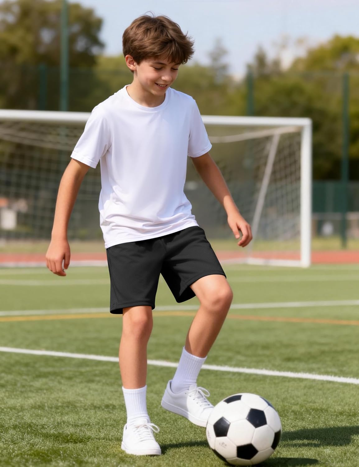 Auranso Boys Athletic Shorts - Quick Dry Mesh Basketball & Soccer Shorts with Pockets | Youth Activewear