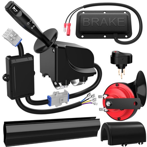 EXOEMTS Golf Cart Turn Signal Kit, 9-Pin Plug Golf Cart Plug & Play Street Legal Signal Switch Kit with Horn, Brake Pad, 12V Upgraded Blinker Light Switch Kits for Club Car EZGO Yamaha, Night Warning