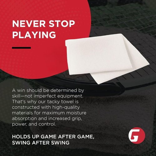 Gamma Tacky Towel for Tennis, Pickleball, Padel – Grip Enhancer for Sweaty Hands – Improves Paddle & Racquet Control – Long-Lasting Anti-Slip Formula – Pocket-Sized Grip Aid for Players