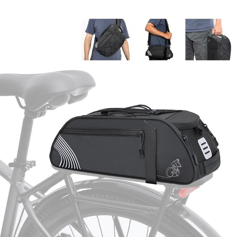 YEEGO DIRECT Bike Rack Bag, 14L Expandable Capacity Bike Bags for Bicycles Rear Rack,Water-resistant Bike Trunk Bag, Bike Panniers Reflective Design, Crossbody Shoulder Bag for Commuting Outings
