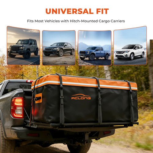 Hitch Mount Cargo Carrier Bag, Waterproof Soft Shell 20 Cubic Feet, Universal for Truck Pickup with Hitch Basket, 8 Reinforced Straps, Solid Buckles,Reflective Strip,Carry Handles,Combination Lock