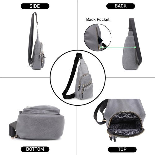 Emperia Small Sling Bag Fanny Packs Crossbody Bags Travel Backpack Chest Bag Gifts for Women Men Grey