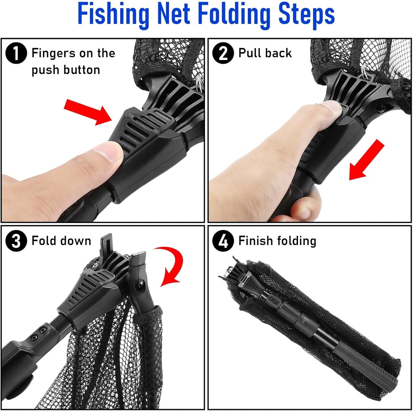Skiennix Telescoping Fishing Net - Durable Folding Design for Easy Transport & Storage | Compact for Kids & Adults