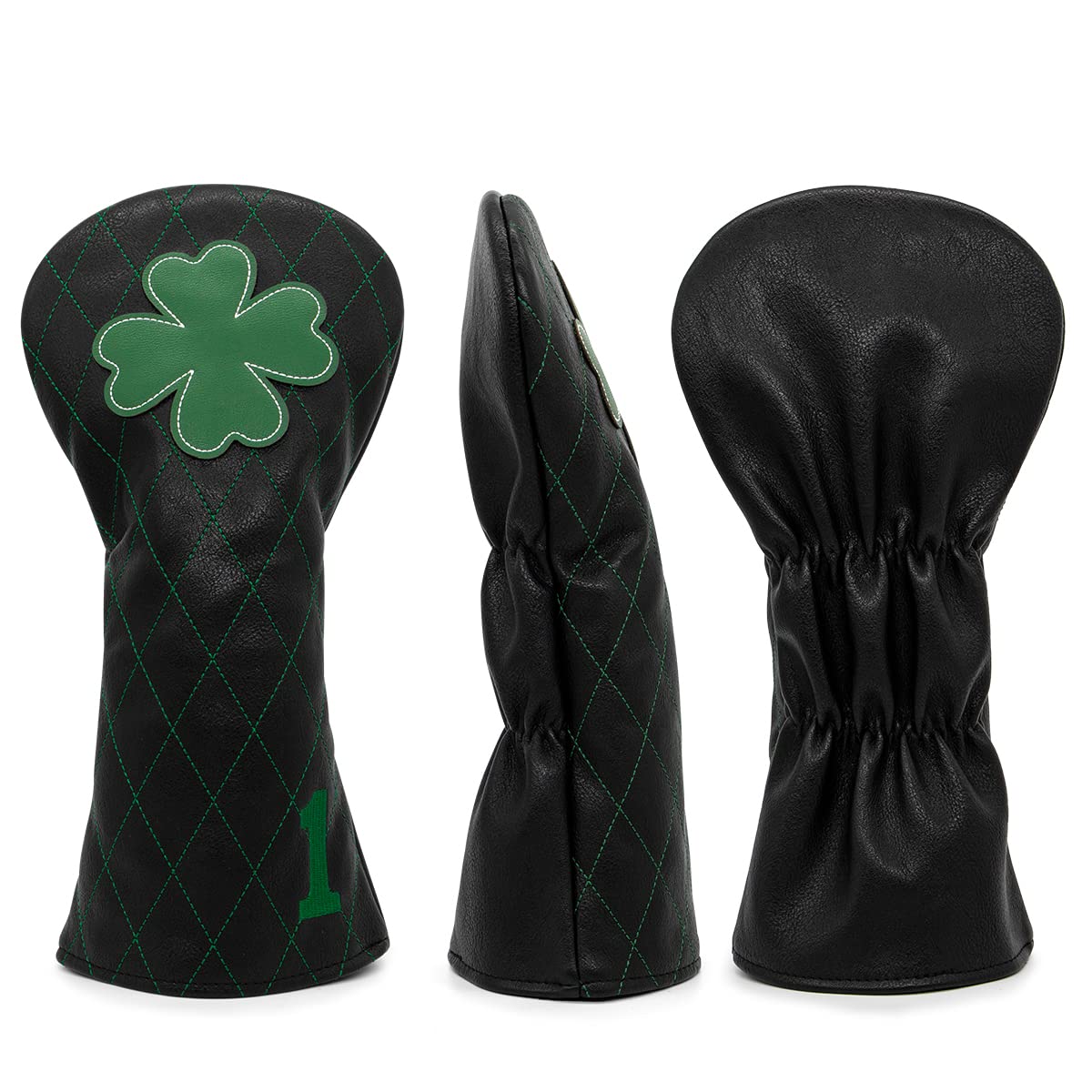 Golf Club Headcover Live Lucky 3 Wood Headcover Magnetic Closure Elegant Embroidery Premium Leather Driver Covers Fairway Wood Covers Hybrid Headcover Shamrock Golf Head Covers