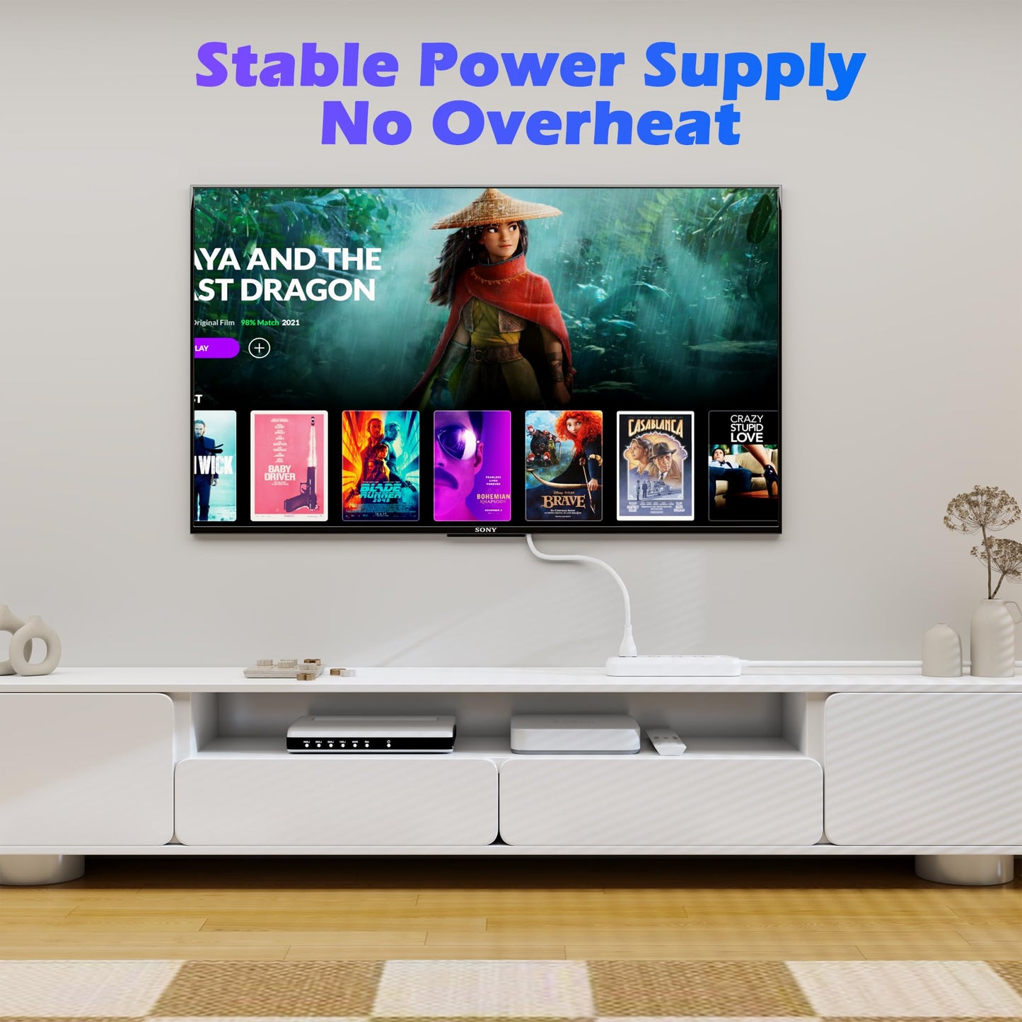 Adoreen 10 Ft Computer TV Replacement Power Cord White, 18AWG 3-Prong AC Universal Power Supply Cable NEMA 5-15P to IEC 320 C13 for Printer, PC, Monitor TV LCD, ETL+Ties