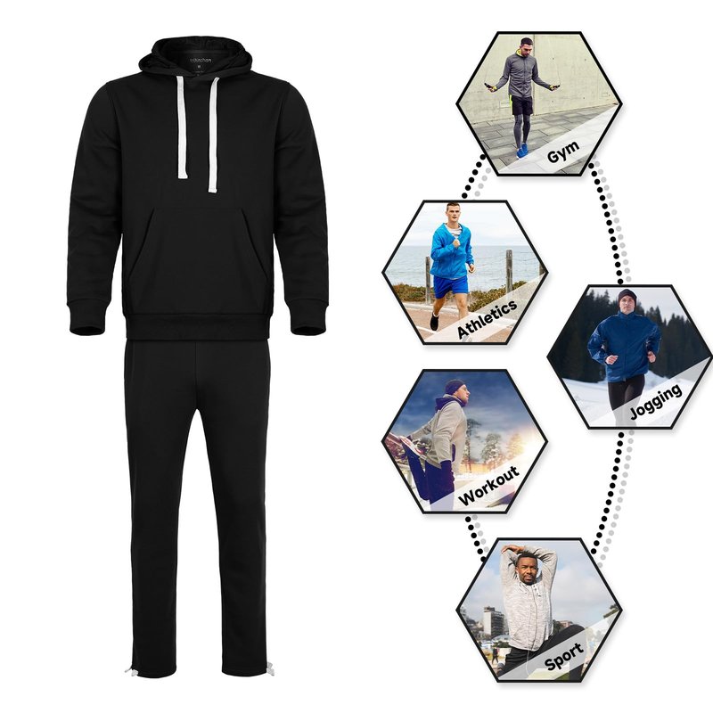Nothinchan Men's Tracksuit 2 Piece Hoodie Sweat Athletic Sweatsuit Fleece Casual Running Jogging Sport Suit Sets(Black,XL)