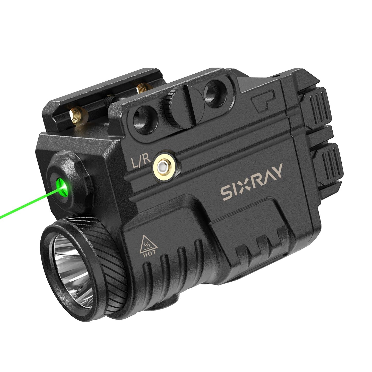 SIXRAY Green Beam and Flashlight for Pistol, Rechargeable Pistol Light Laser Combo Rail Mounted Green Beam Laser Class II