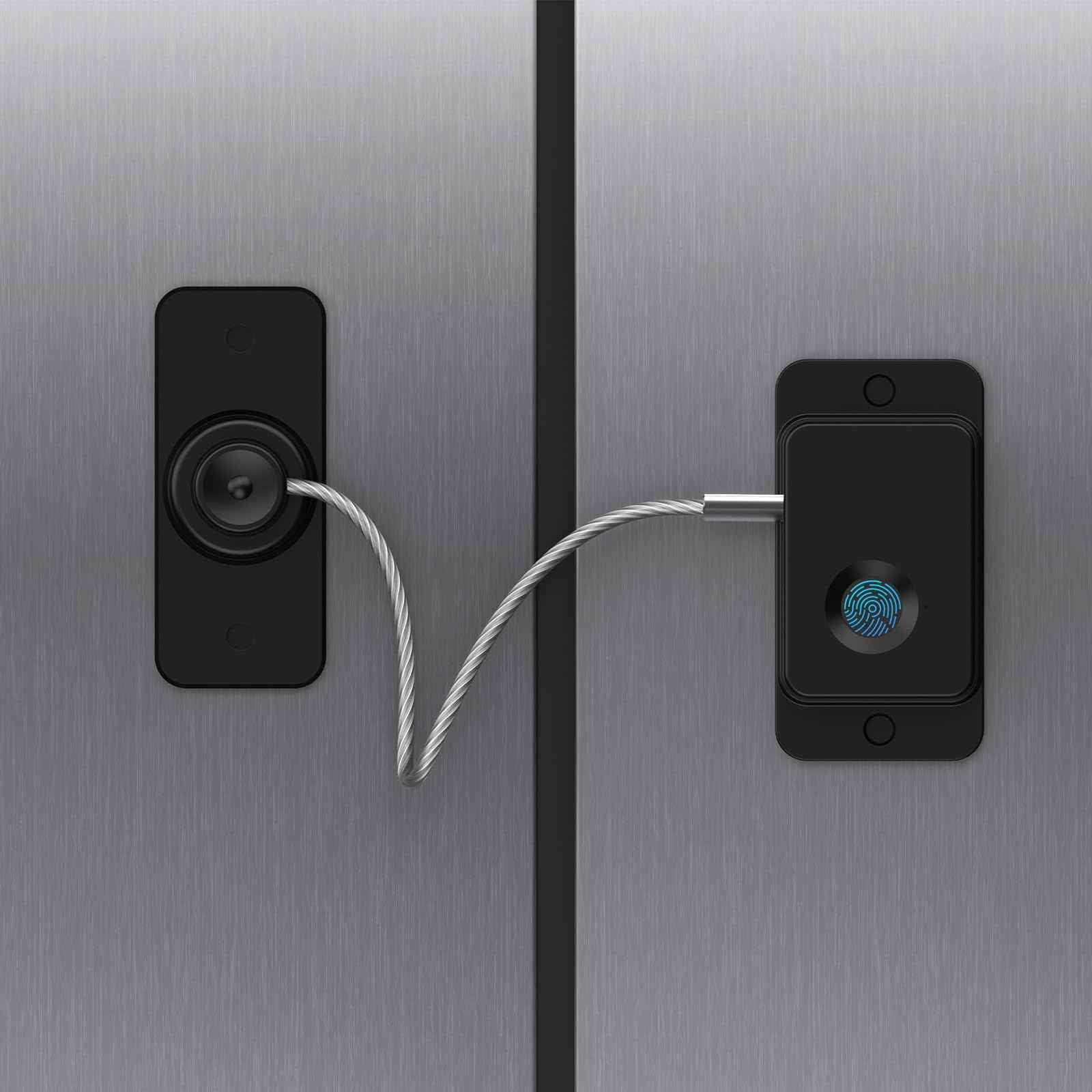 Larimuer Fingerprint Fridge Lock - Child & Pet Proof Security for Drawers, Cabinets, Ovens, Toilet | Smart Biometric& USB Key | Easy Install | Quick Unlock (Black, 1 Pcs)