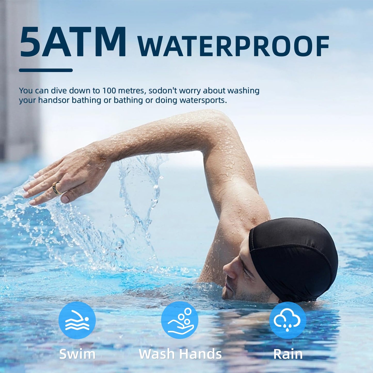 LCD Display Smart Ring - Sleep Tracker Touch Control Ring with Heart Rate/Blood Oxygen/Step Counter, Wireless Charging Dock, 5ATM Waterproof Fitness Tracker, No Subscription Fee for iOS/Android