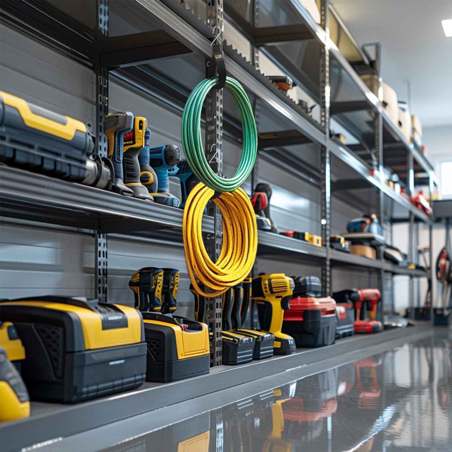 Hanging Extension Cord Holder - Storage Wrap Straps with Metal Hooks 10Pack 15" 22" Heavy Duty Garage Organizer Tool Hangers - Garden Hose Power Electrical Cable Rope RV Shed Camping Organization