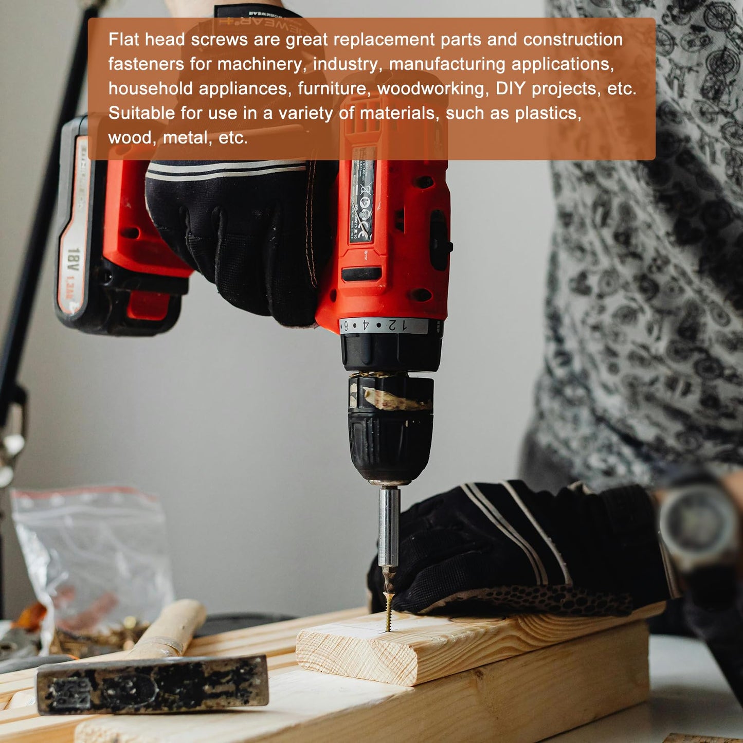 DTGN 25Pcs #10x4 Flat Head Wood Screws, 304 Stainless Steel Phillips Self Tapping Screws - Good for Woodworking, Furniture - Silver