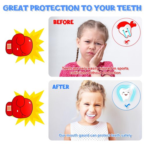 MENOLY 6 Pack Youth Mouth Guard, Sport Mouth Guard with 6 Portable Cases for Football Basketball Boxing MMA Wrestling Hockey