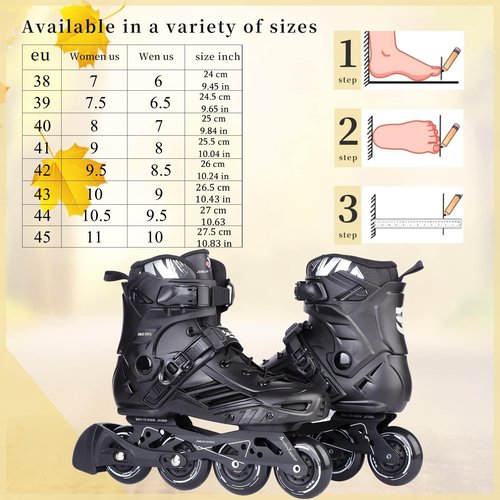 Inline Skates, High Performance Outdoor Fitness Inline Skates for Women Men Adult (Men 11/Women 12, Black 46)