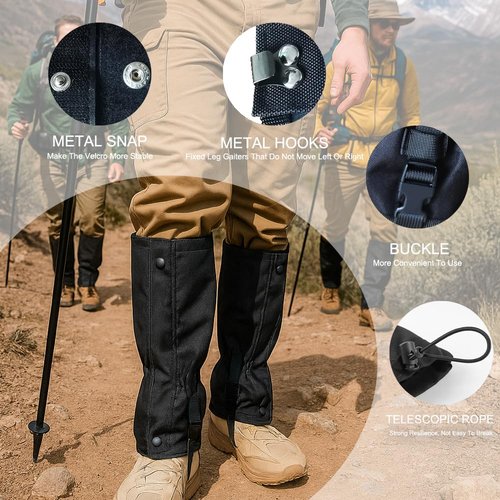 Hiking Gaiters for Men Women, Waterproof and Breathable, Durable Leg Gaiters for Hunting, Snow, and Outdoor Trekking, Adjustable Gators for Boots with Reinforced Straps