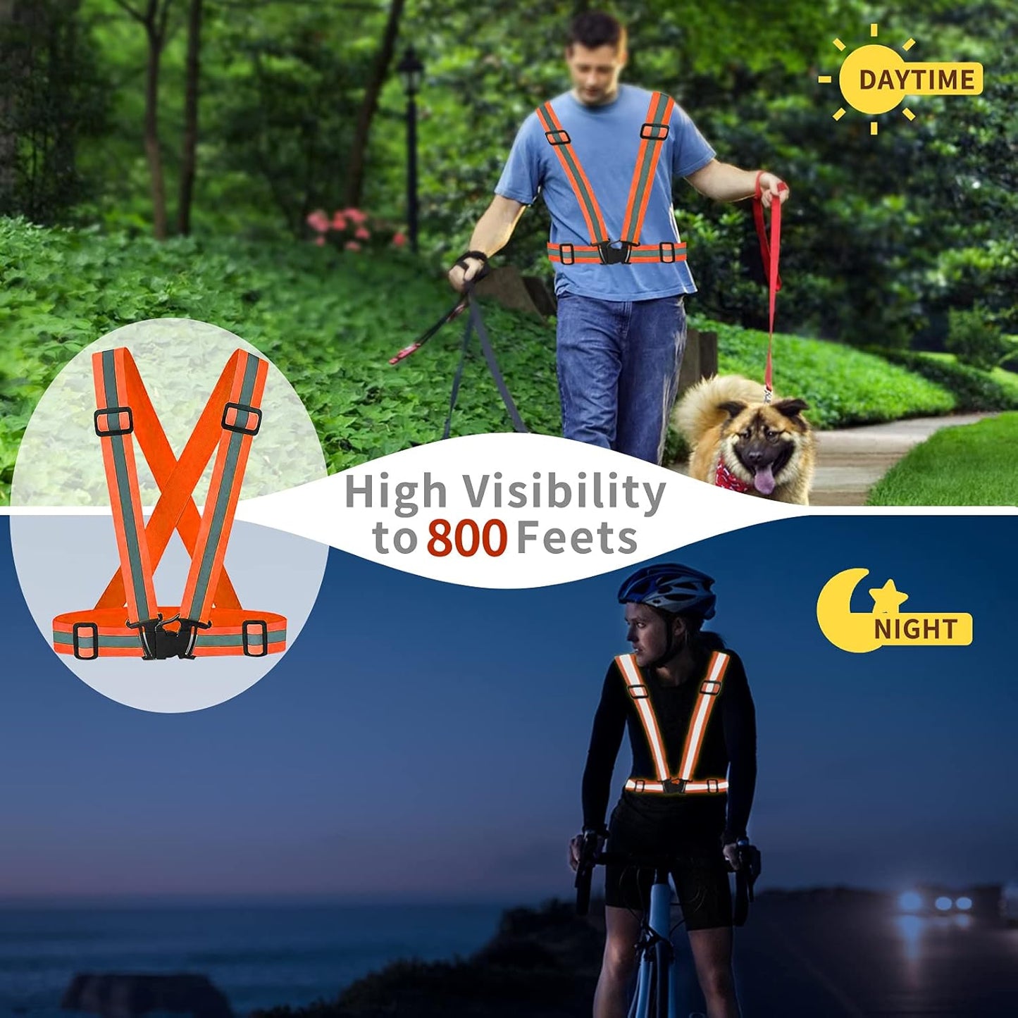 Skiennix Reflective Running Vest - High Visibility Safety Straps for Enhanced Visibility | Lightweight Design
