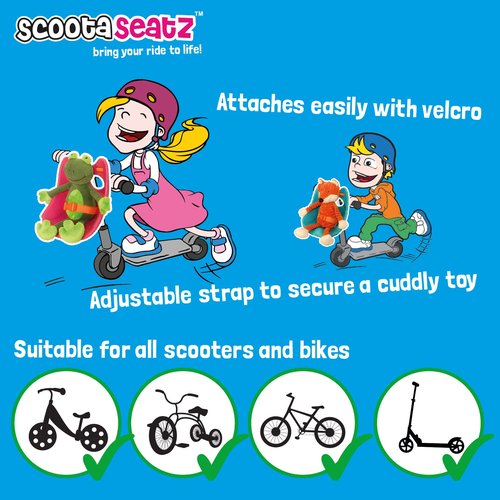 Scootaheadz Owl Scooter Seat – Fun Baby Doll Accessories - Adorable Kids Micro Scooter Accessories - Teddy Carrier for Toddlers - Also Fits Bikes and Trikes - Bike Doll Seat in Aqua Blue