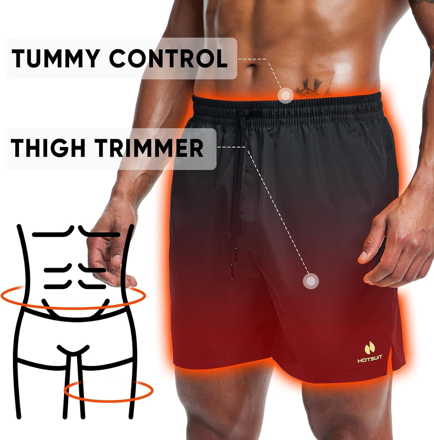 HOTSUIT Mens Sauna Shorts Sweat Sauna Pants Gym Exercise Sweat Sauna Suit Workout Shorts, Black, X-Large