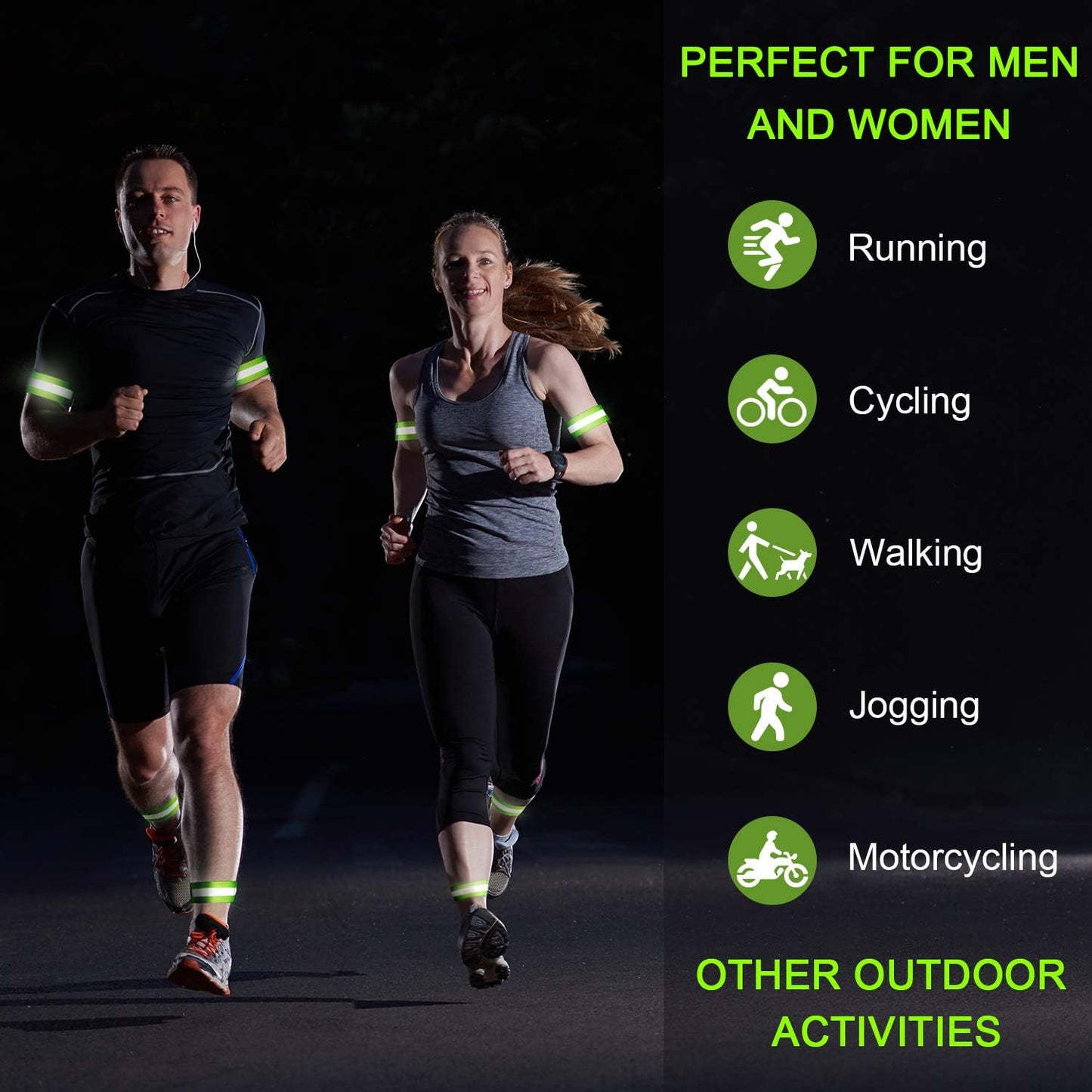Skiennix Reflective Bands - 8-Piece High Visibility Running Gear for Night Safety | Arm, Wrist, Ankle, Leg