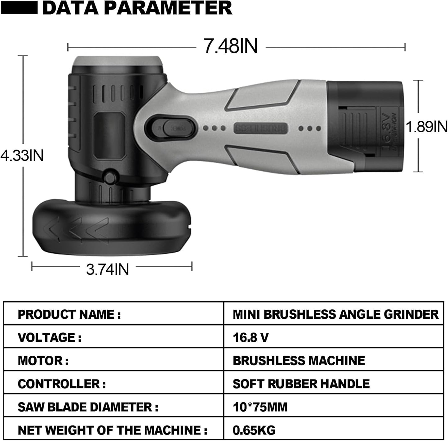 Mini Cordless Angle Grinder Kit - 19500 RPM Electric Tool with 2 Batteries & 5 Cutting Discs for Metal & Wood