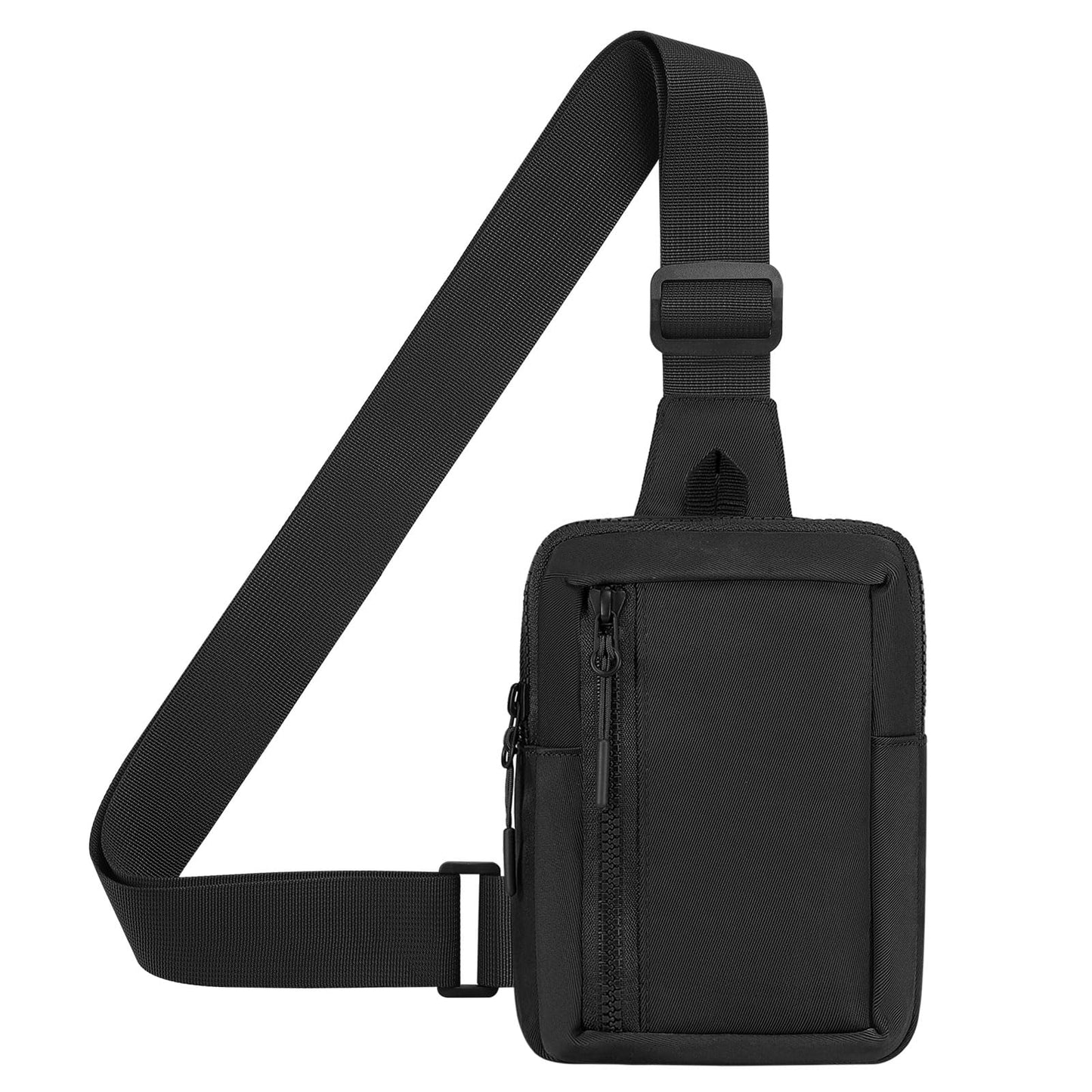 SUIKIHUM Mini Sling Bag for Men and Women, 7.5 Inch Small Anti Theft Crossbody Sling Backpack Nylon Chest Bag Fanny Pack for Travel Running Hiking (Black)
