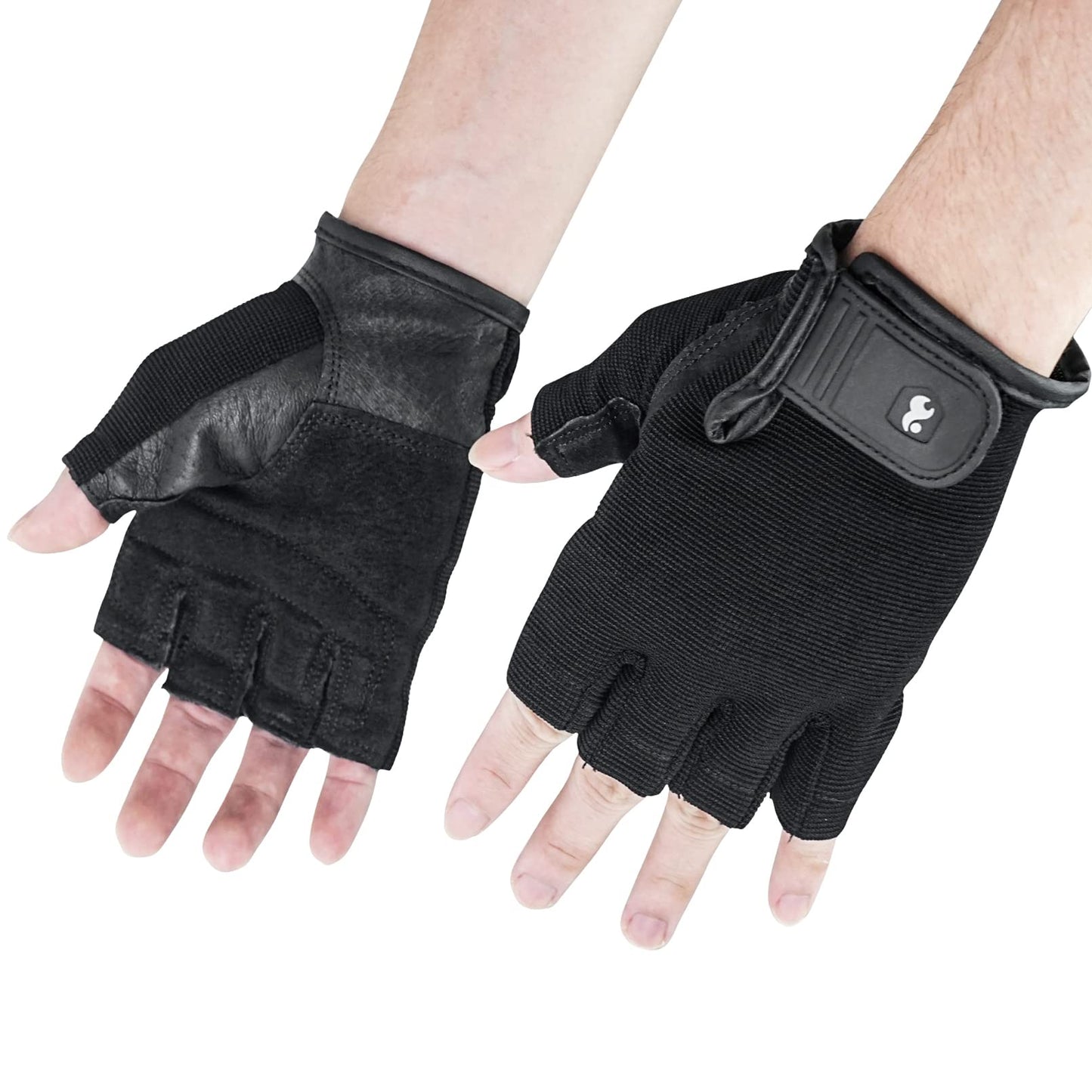 Luwint Mens Workout Gloves, Leather SBR Padded Exercise Gloves for Men Weight Lifting Breathable Snug Fit Gym Gloves for Weightlifting, Training, Fitness (Large)