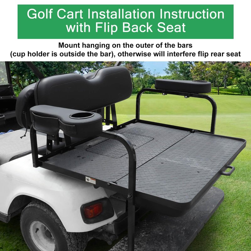 MOSNAI Golf Cart Armrest with Cup Holder for Club Car EZGO Yamaha Rear Seat 1-Inch Square Tube, Upgrade Golf Cart Armrest with Phone Storage Pouch, Upgrade Support Frame, Better Load Bearing