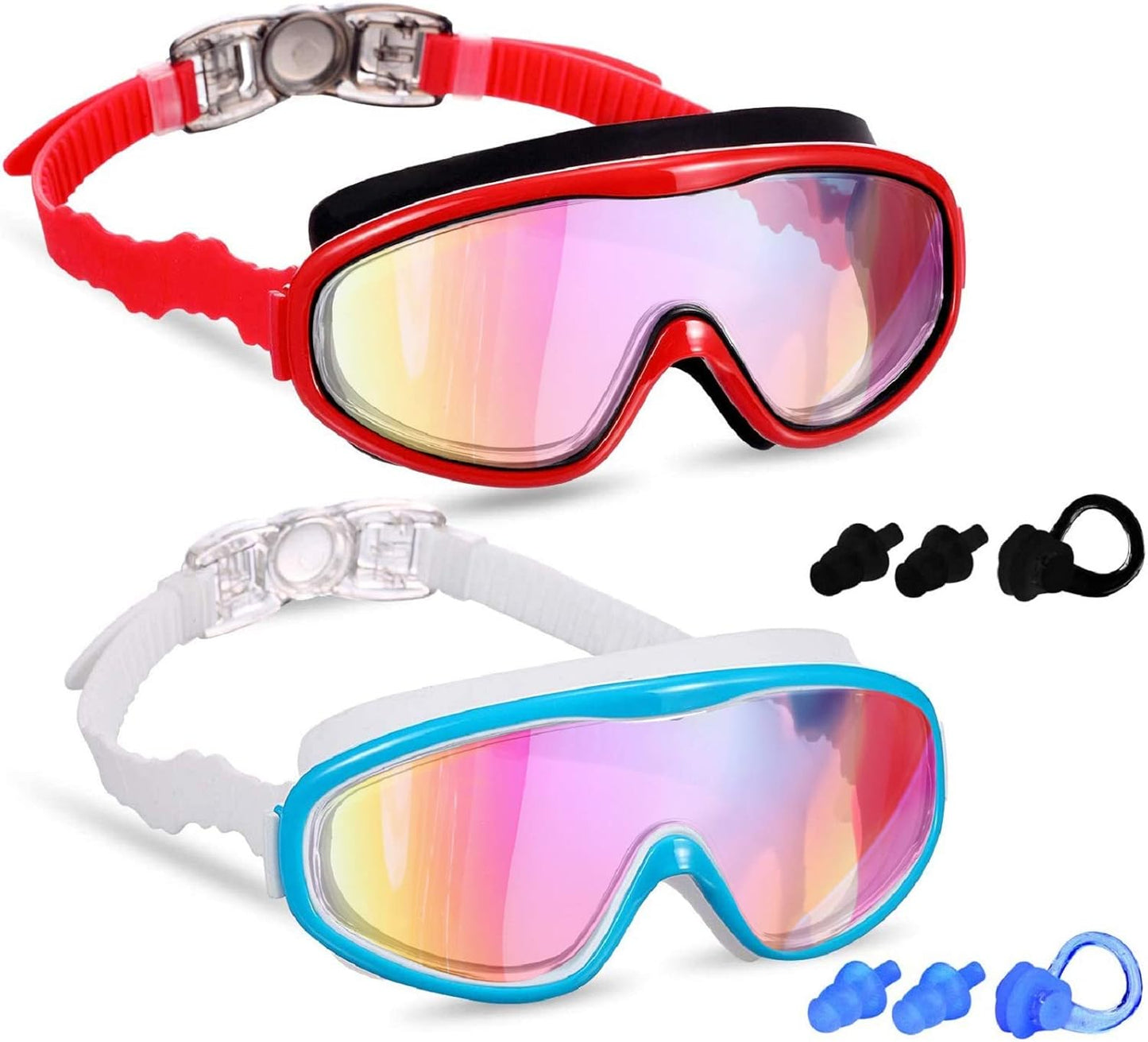 Skiennix Kids Swim Goggles - Comfortable Swimming Glasses for Ages 3 to 15 | 2 Pack