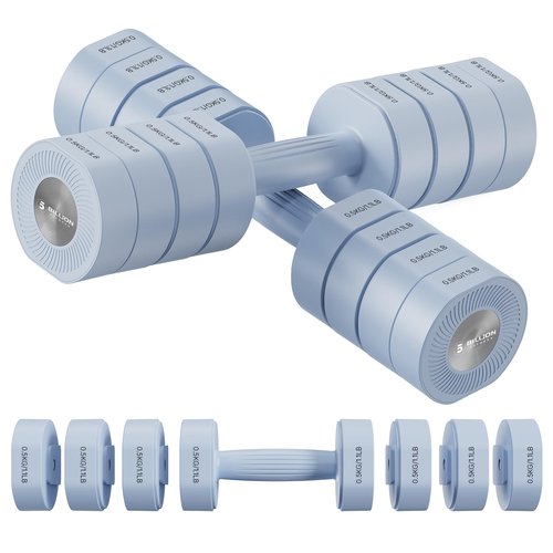 Adjustable Dumbbell Set of 2, Hand Weights for Women, Each 2.2/4.4/6.6/8.8 lbs, Quick-lock Mechanism Weights for Women Anti-slip Handle, Macaron Colors at Home, Office
