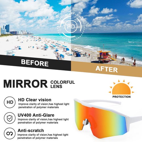 Karsaer Sports Sunglasses Cycling Glasses Visor Cool Shades Youth Baseball Softball Sun Glasses for Boys Girls 8-14