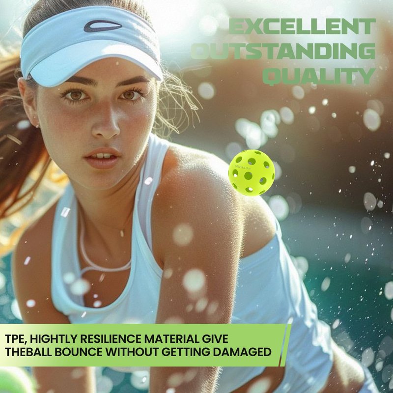 Senyulian Pro-Grade 40-Hole Outdoor Pickleball Balls （12Pack）- Pro-Player Tested with Wind-Resistant Design, Built for Durability & Precision for Competitive Play(Green)