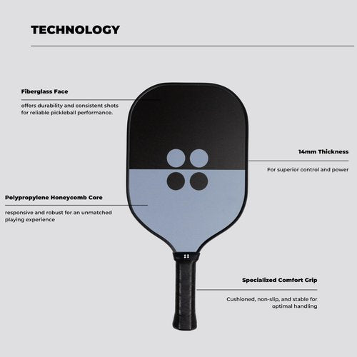 Holbrook Pickleball Paddle - Sport Series, USAPA Approved Pickleball Racket with Durable Fiberglass Surface, Honeycomb Core, Large Sweet Spot, & Stylish Design, Skill Levels (Midnight)