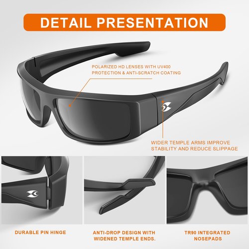 suoso Polarized Sports Sunglasses for Men: UV400 Protection Wrap Around Women Sun Glasses for Fishing Golf Running