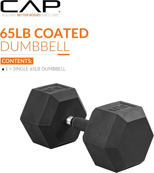 CAP Barbell Coated Hex Dumbbell - Durable Weight Options from 10 to 120 lbs | Versatile Fitness Gear