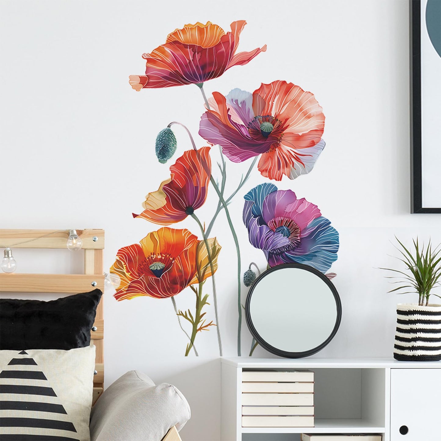 TUOKING Painted Flowers Wall Stickers Decor Removable Wall Murals Peel and Stick Wall Art Decal Home Decor for Kitchen,Bedroom,Living Room(fun-c42)