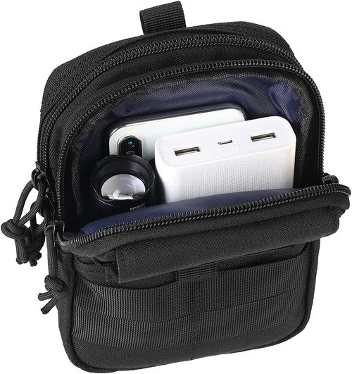 LefRight Tactical Molle Mobile Phone Belt Pouch - Slim Utility Waist Bag in Large Black