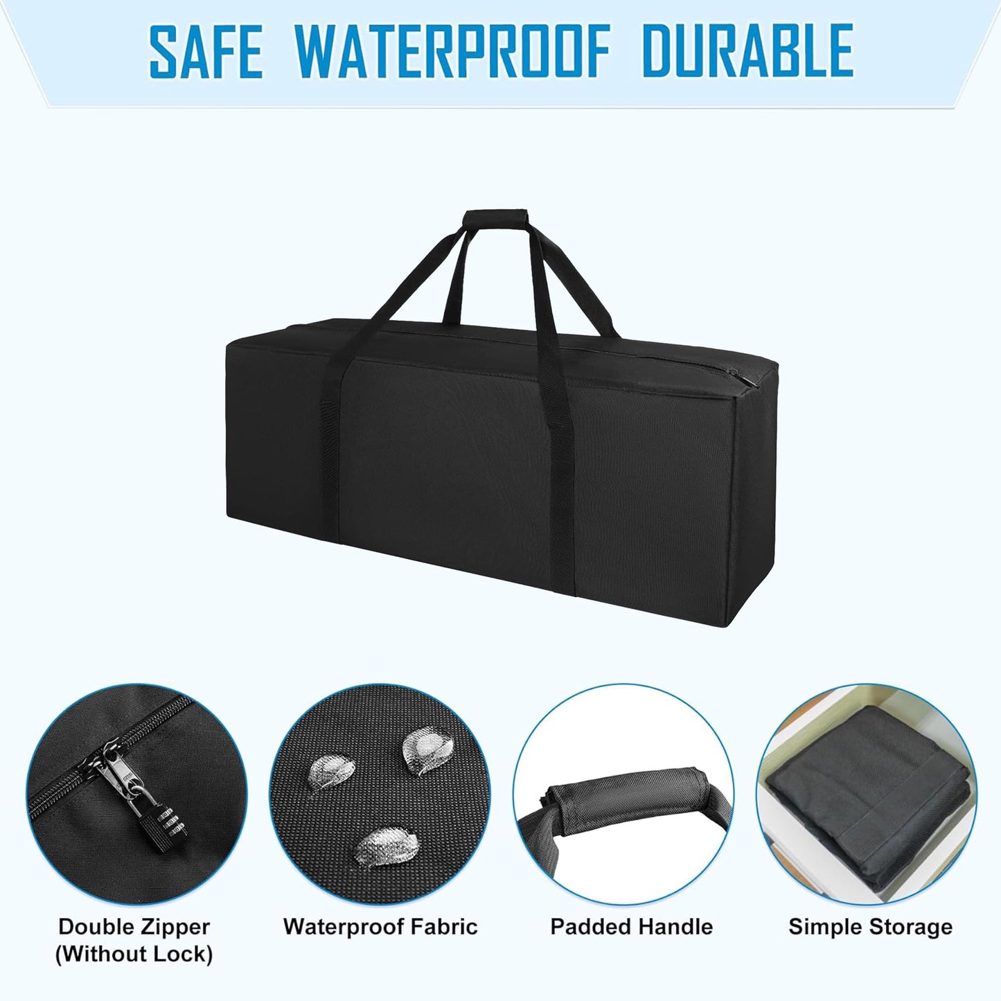 AZAMIA 36" Sports Duffle Bag - 100L Extra Large Travel Duffel Luggage Bag with Upgrade 2-way Lockable Zippers, Durable & Water Resistant (36inch)