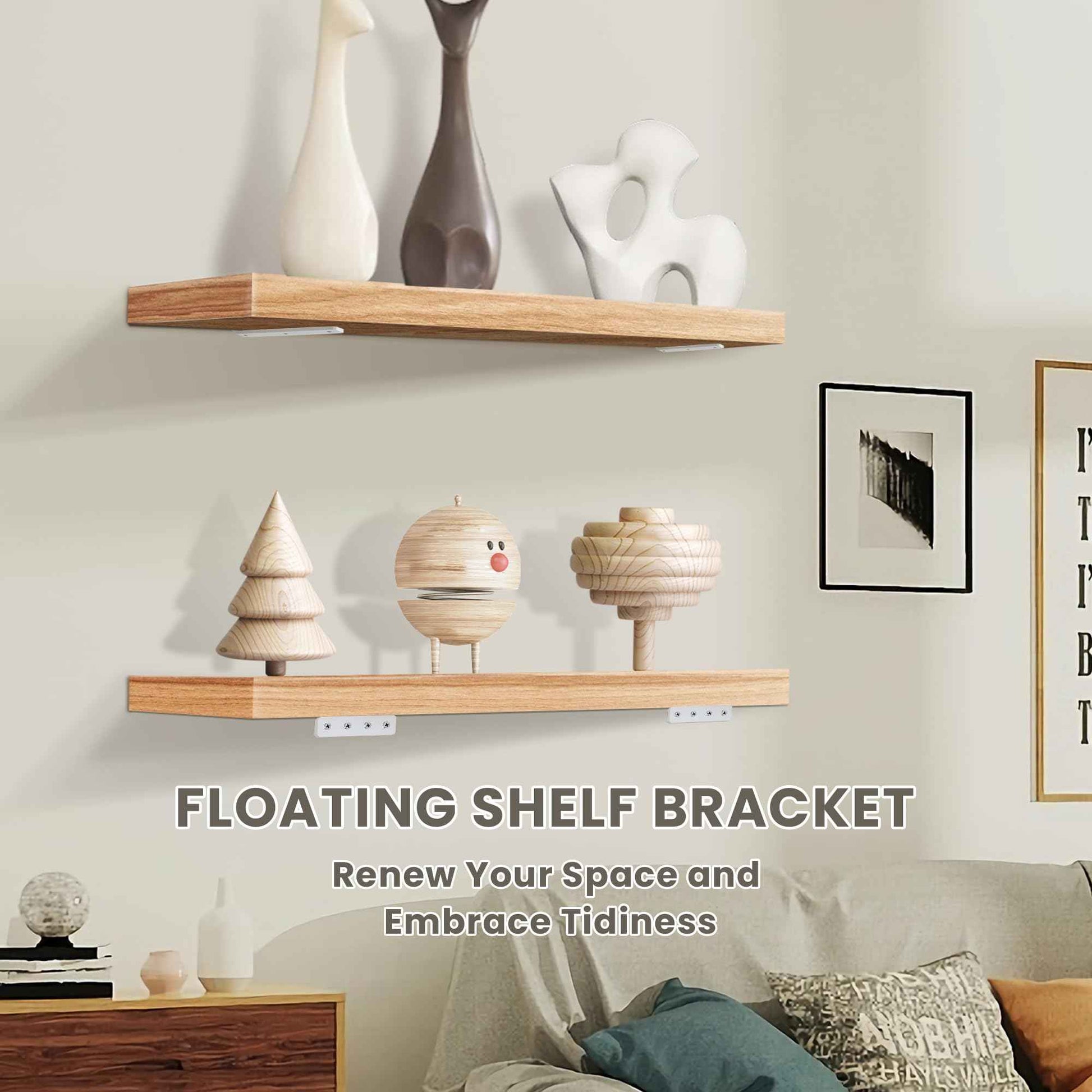 Alise White Floating Shelf Brackets,L Brackets for Wood Board,Wall Hidden Shelf Brackets,Heavy Duty Shelf Brackets Metal Shelving Corner Brace Supports for Home,Garden,Office and DIY,6 inch,Pack of 4