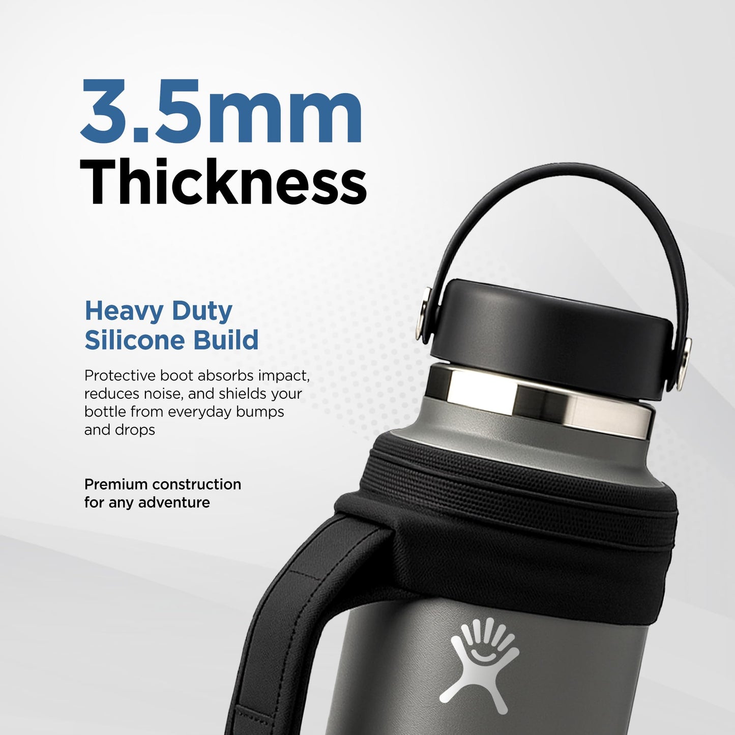 ENCASED Hand Strap Boot Designed for Hydro Flask 32 and 40 Oz Wide Cap Water Bottles, Protective Bottle Holder with Adjustable Neoprene Carrying Handle (Black)