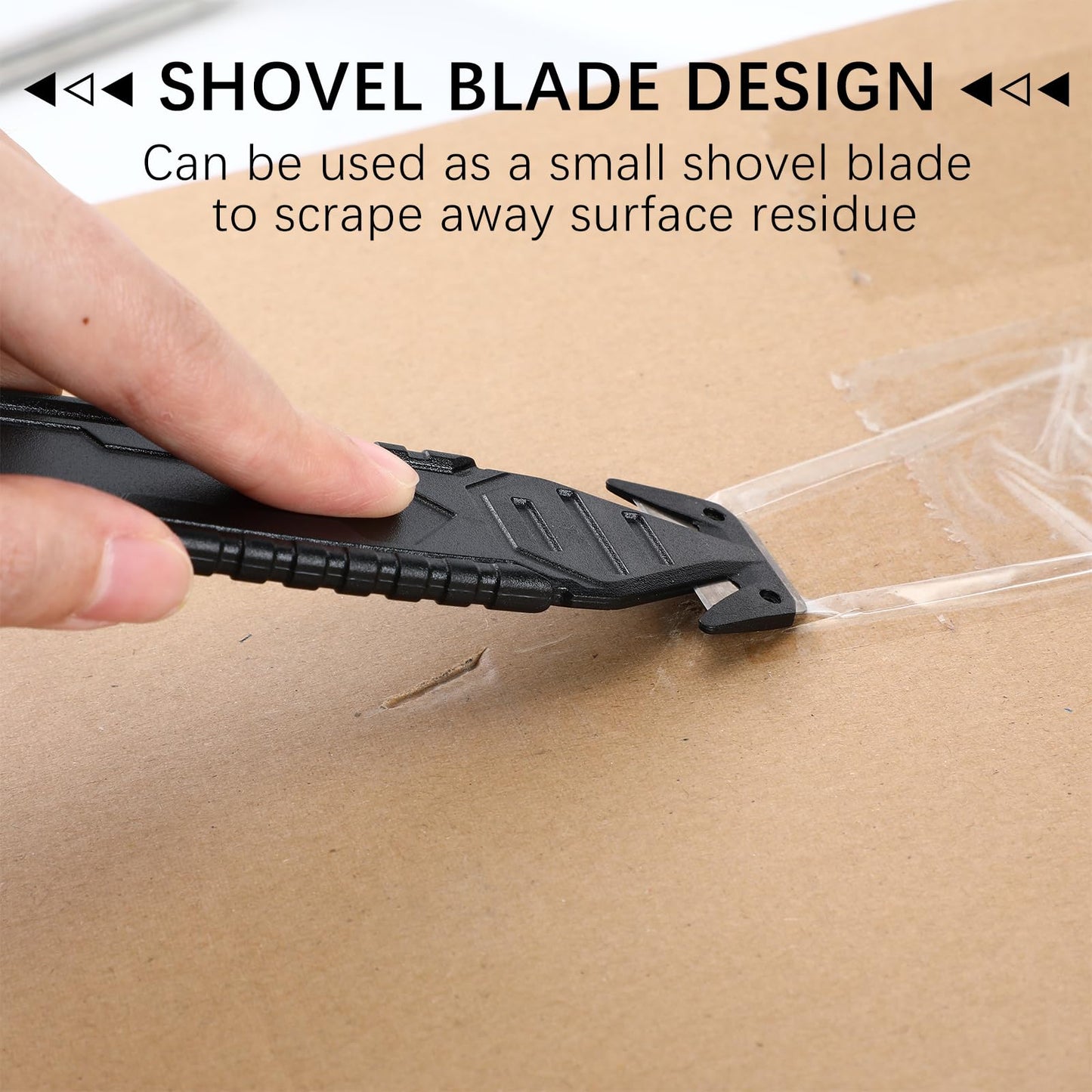 Therwen 10 Pcs Safety Box Cutter Knife of Stainless Steel Concealed Blade Package Opener with Tape Splitter for Carton Cardboard Wrap Letter Work Bag Straps Film Utility Tool (Black)