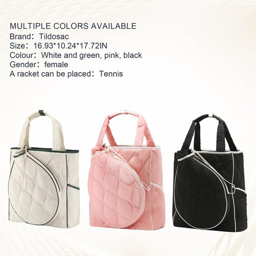 CCGTIOR 2-in-1 Tennis Tote Bag & Tennis Racket Backpack – Extra-Large Quilted Pickleball Racquet Bags, Water-Resistant & Lightweight for Men & Women (Black)