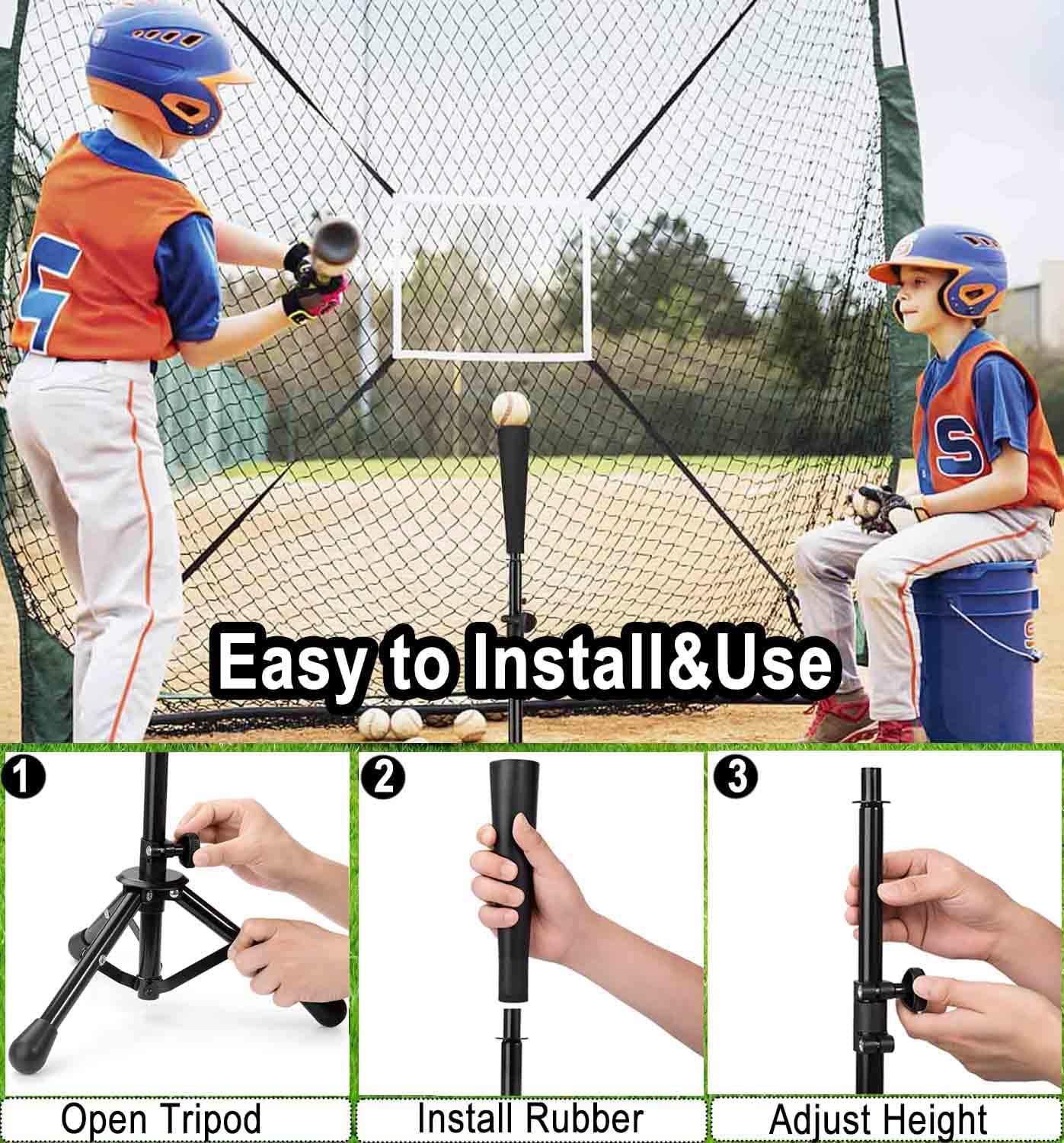 Skiennix Youth Baseball Tee - Adjustable Batting & Softball Stand | Height 20.5-30.2 Inches