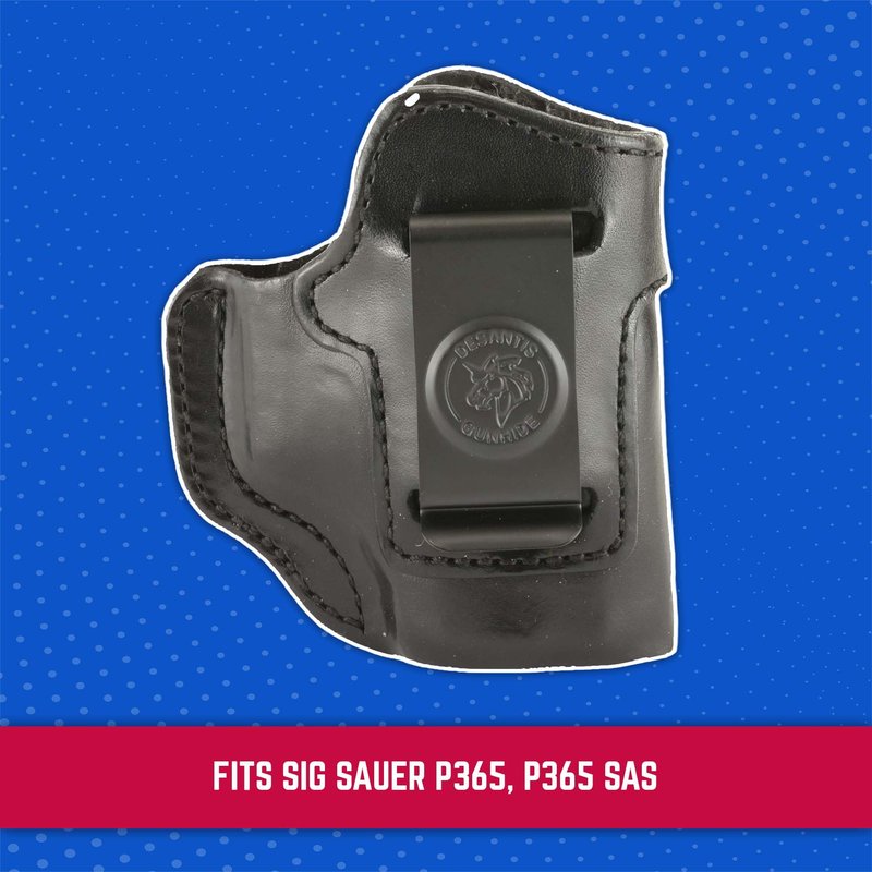 DeSantis Inside Heat IWB Holster - Concealed Carry Gun Holster for SIG P365, Leather Holster IWB, Compatible with the SIG SAUER P365, SIG P365 SAS - Right Hand Draw, Black