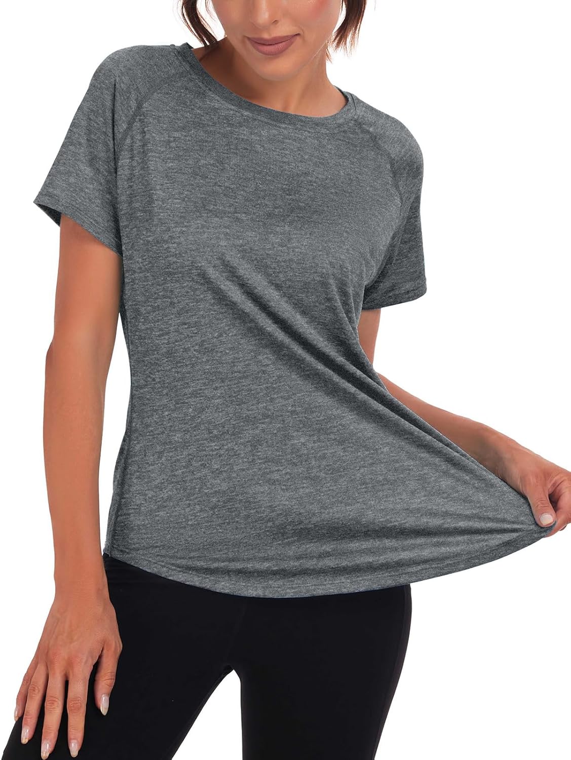 Skiennix Women's Short Sleeve Workout Tops - Dry-Fit Mesh Open Back Gym Tee for Athletic Performance